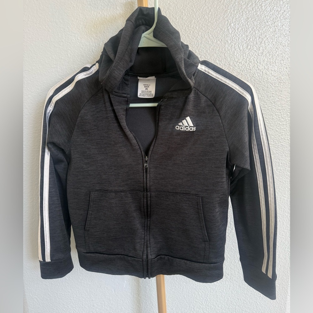 Adidas kids Black Zip-Up Hoodie size 8